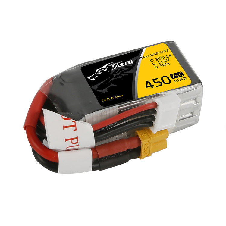 Tattu 11.1V 75C 3S 450mAh Lipo Battery Pack With XT30 Plug Tattu 11.1V 75C 3S 450mAh Lipo Battery Pack With XT30 Plug